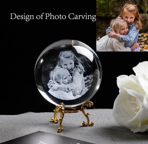 Lase Engraving Customized Glass Photo Crystal Sphere - infinity diamond ring