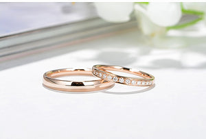 Natural Diamond Solid 18K Rose Gold Wedding Bands - infinity diamond ring