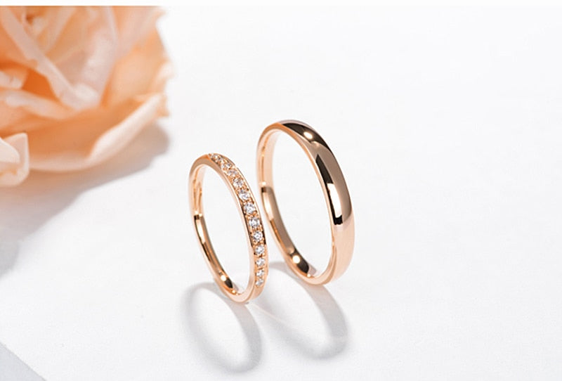 Natural Diamond Solid 18K Rose Gold Wedding Bands - infinity diamond ring