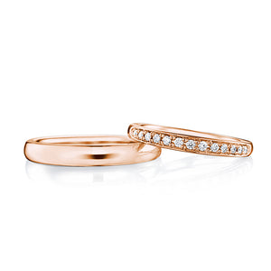 Natural Diamond Solid 18K Rose Gold Wedding Bands - infinity diamond ring
