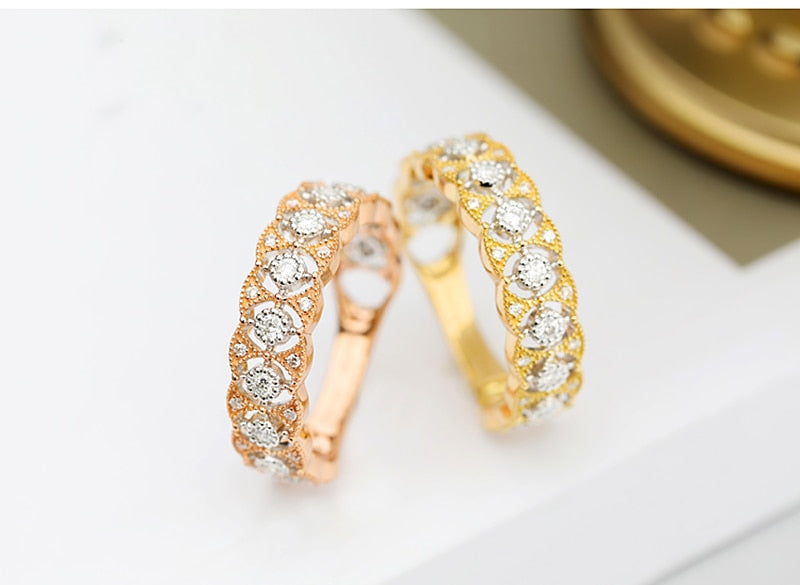 Vintage Lace Design Natural Diamond 18K Gold Ring - infinity diamond ring