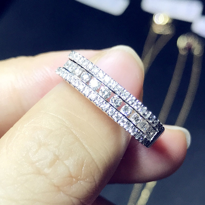 0.6cttw Natural Real Diamond Ring 18K White / Yellow Gold Diamond Wedding Anniversary Band - infinity diamond ring