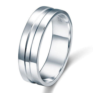 "ELITE" High Polished Men's Solid Sterling 925 Silver Wedding Band - infinity diamond ring