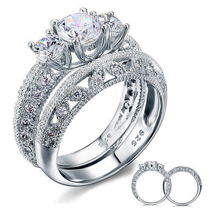 INFINITY 1ct  "Divine Enchantress" Solid Sterling 925 Silver Vintage Style 2-Pcs Wedding Ring Set - infinity diamond ring