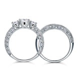 INFINITY 1ct  "Divine Enchantress" Solid Sterling 925 Silver Vintage Style 2-Pcs Wedding Ring Set - infinity diamond ring