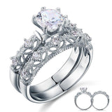 INFINITY "The Victorian" 1.25 Ct Vintage Style Solid Sterling 925 Silver 2-Pc Wedding Ring Set - infinity diamond ring