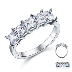 INFINITY Princess Cut  Five Stone 1.25 Ct Solid 925 Sterling Silver Bridal Wedding Band Ring - infinity diamond ring