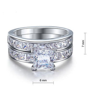 INFINITY 1ct Princess Cut Solid 925 Sterling Silver 2-Pcs Wedding Engagement Ring Set - infinity diamond ring