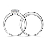 INFINITY 1ct Princess Cut Solid 925 Sterling Silver 2-Pcs Wedding Engagement Ring Set - infinity diamond ring