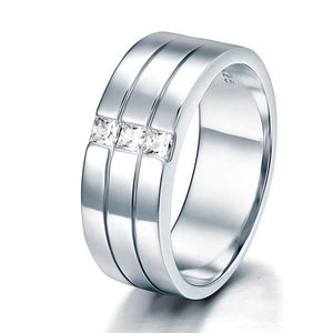 "TRINITY" Men Wedding Band Solid Sterling 925 Silver Ring - infinity diamond ring
