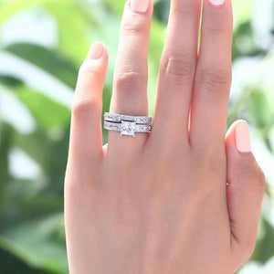 INFINITY 1ct  Vintage Victorian Wedding Engagement Ring Set 925 Sterling Silver - infinity diamond ring