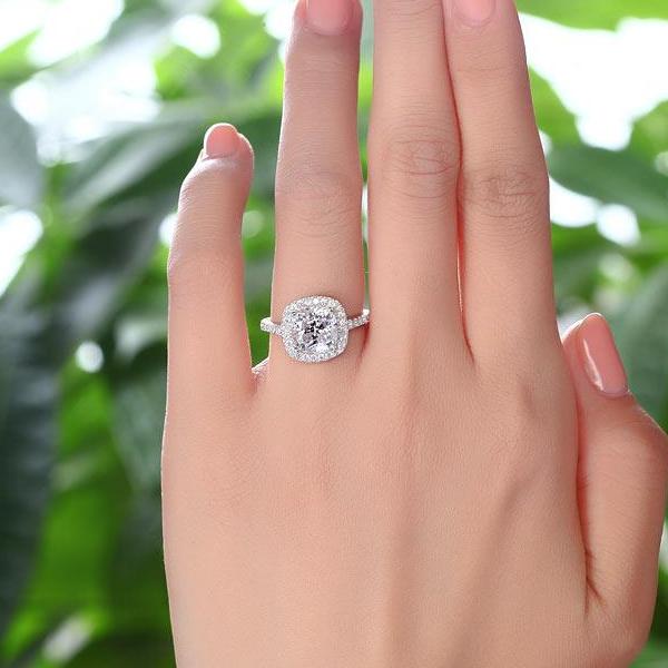 INFINITY 3 Carat Cushion Cut "LIMITLESS LOVE" Solid 925 Sterling Silver Bridal Engagement Ring - infinity diamond ring