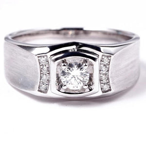 0.3ct Natural Diamond 18K White Gold Engagement Ring For Men - infinity diamond ring