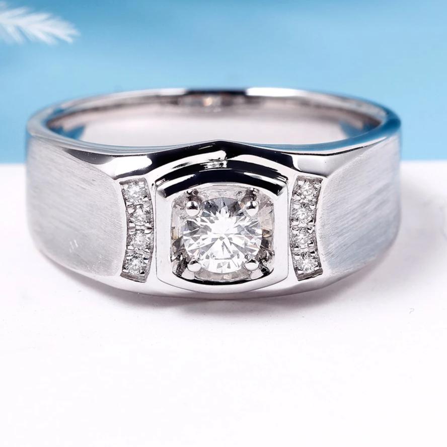 0.3ct Natural Diamond 18K White Gold Engagement Ring For Men - infinity diamond ring