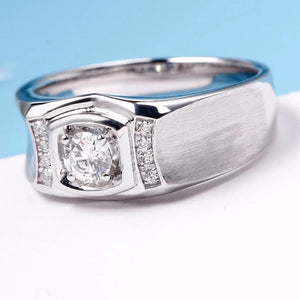 0.3ct Natural Diamond 18K White Gold Engagement Ring For Men - infinity diamond ring