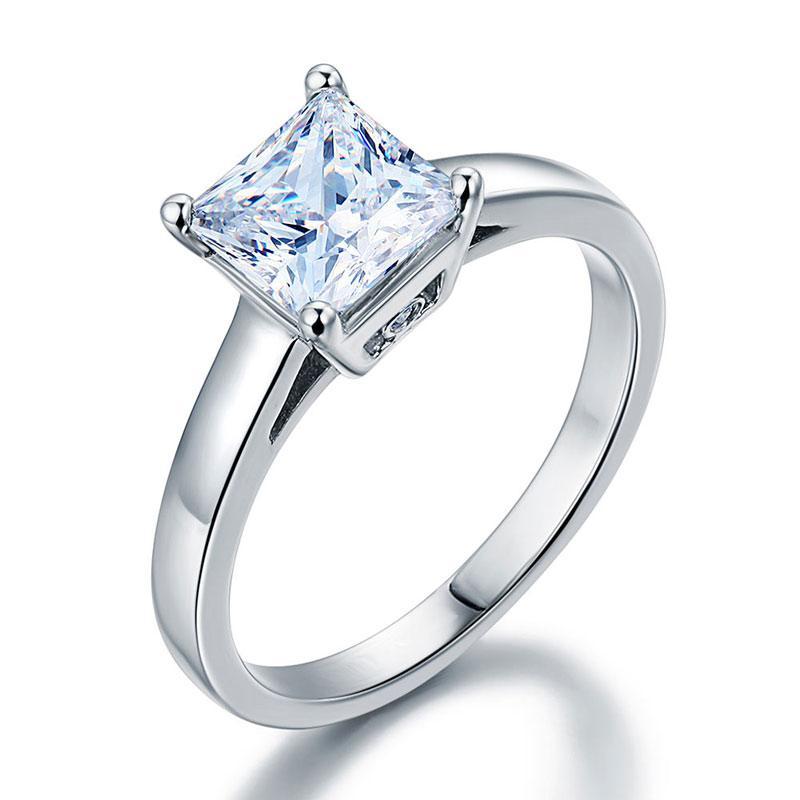 INFINITY  1.5 Carat Princess " CLASIC " Solid 925 Sterling Silver Engagement Ring - infinity diamond ring