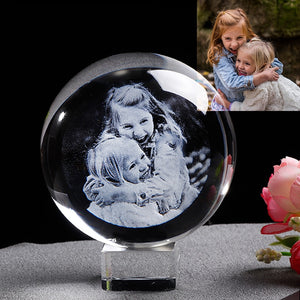 Lase Engraving Customized Glass Photo Crystal Sphere - infinity diamond ring